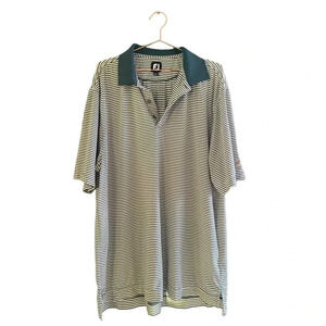 FootJoy FJ Men's Black & White Striped Short Sleeve Polo Shirt Size XL
